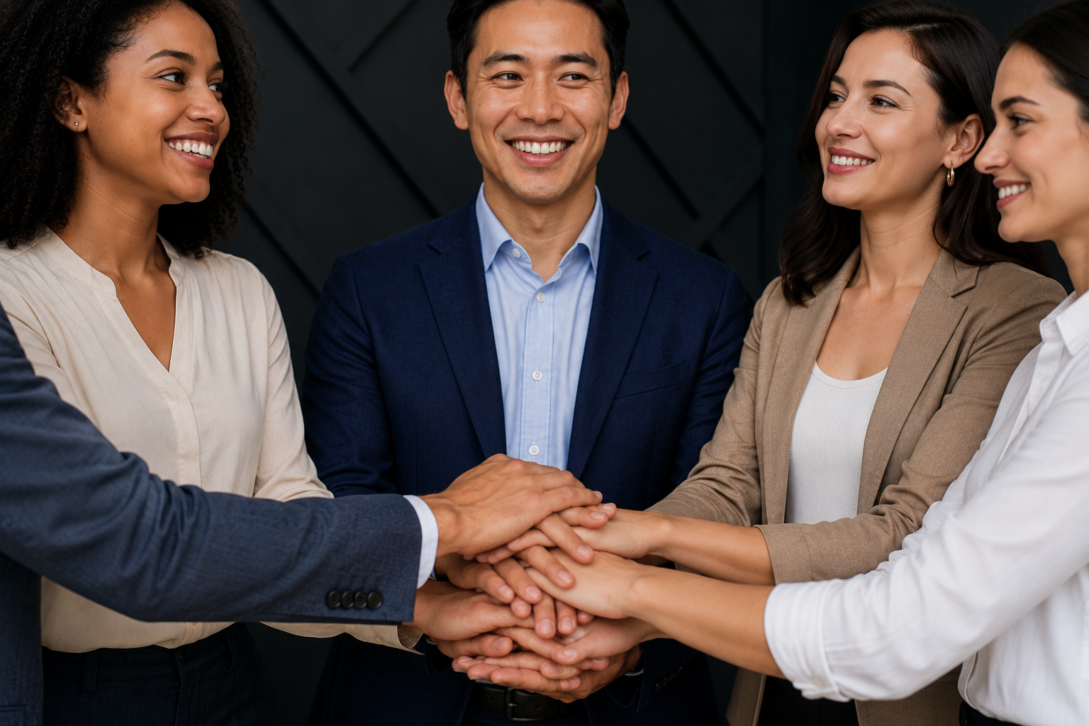 Grupo de personas uniendo las manos